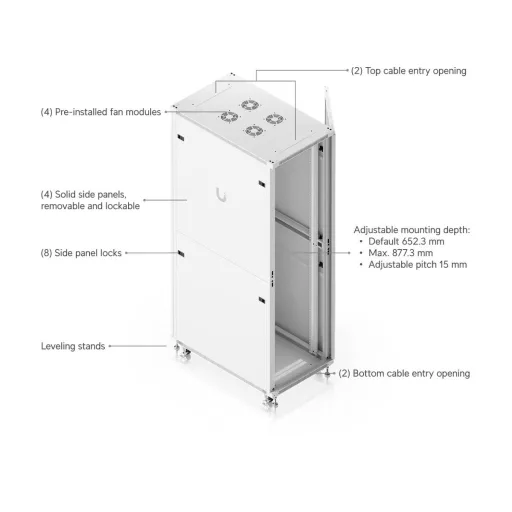 Ubiquiti, 42U Rack Cabinet, 1000mm, perforated door (UACC-Rack-42U-1000-P)