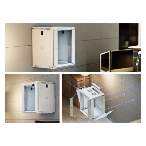Ubiquiti, 12U Rack Cabinet, Wall mount, 450mm, glass door (UACC-Rack-12U-Wall-450-G)