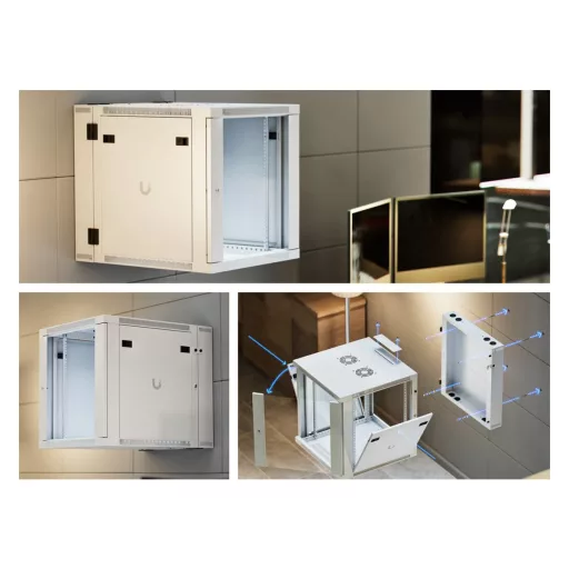 Ubiquiti, Two-section 12U Rack Cabinet, Wall mount, 700mm, glass door (UACC-Rack-12U-Wall-SW-G)
