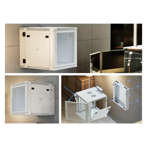 Ubiquiti, Two-section 12U Rack Cabinet, Wall mount, 700mm, perforated door (UACC-Rack-12U-Wall-SW-P)