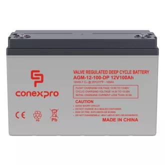   Conexpro, batery AGM 12V, 100Ah, lifetime 10 years, M8, Deep cycle