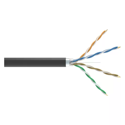 Conexpro, FTP cable outdoor, CAT5e, PE, 24 AWG, 1m, black