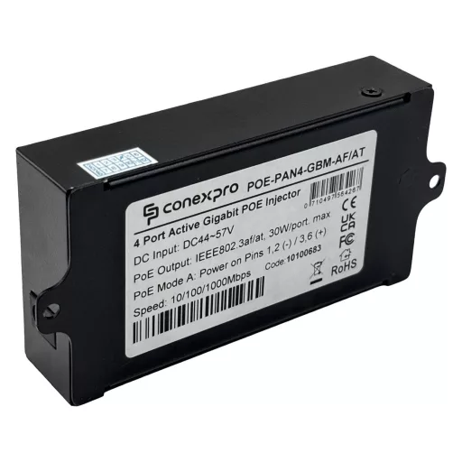 Conexpro, Gigabit active PoE panel metal, 4 ports, 802.3af/at