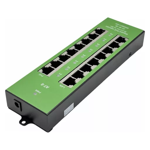 Conexpro, Gigabit active PoE panel metal, 8 ports, 802.3af/at