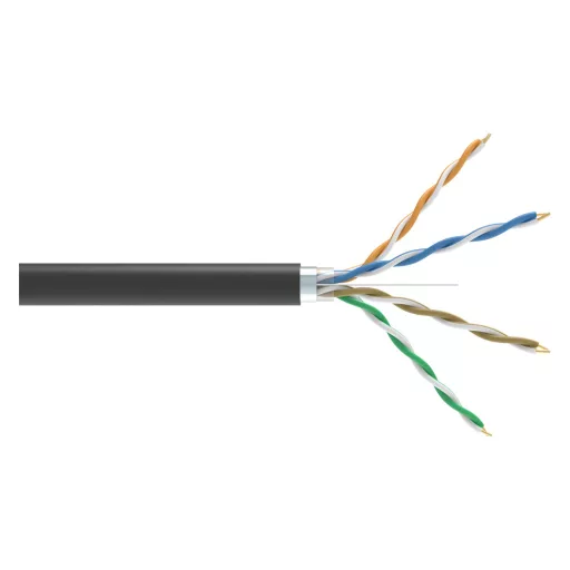Conexpro, FTP cable outdoor, CAT5e, PE, 24 AWG, 305m, black