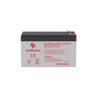   Conexpro, batery AGM 12V, 7.2Ah, lifetime 10 years, Faston 6,3mm, Deep cycle