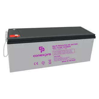   Conexpro, battery gel, 12V, 200Ah, lifetime 10-12 years, M8, Deep cycle