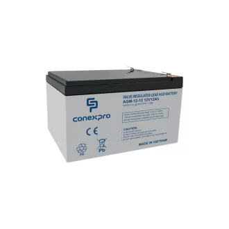 Conexpro, batery AGM 12V, 12Ah, lifetime 5 years, Faston 6,3