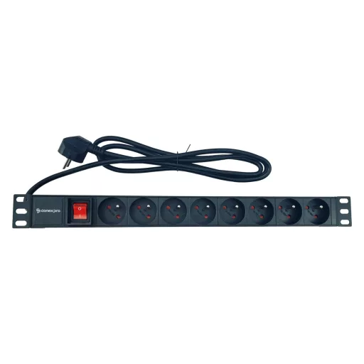 Conexpro, 19" distribution panel 8x 230V FR, 16A, 1.4m, black