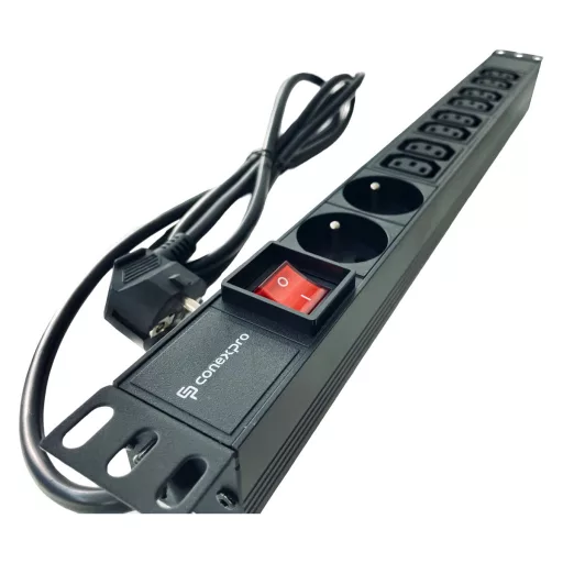 Conexpro, 19" distribution panel 8x 230V FR, 16A, 1.4m, black