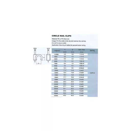 Conexpro, cable clip 7mm white, 100 pcs