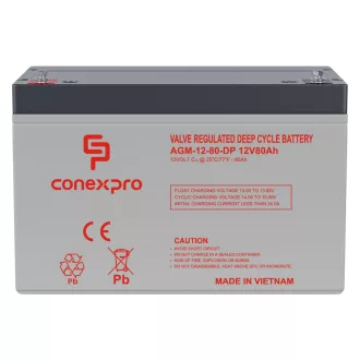   Conexpro, batery AGM 12V, 80Ah, lifetime 10 years, M6, Deep cycle