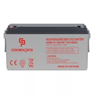   Conexpro, batery AGM 12V, 150Ah, lifetime 10 years, M8, Deep cycle