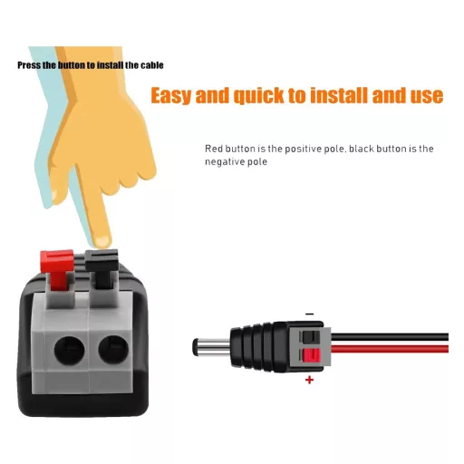 Conexpro, DC power connector plug 2.1x5.5 mm with spring clamp