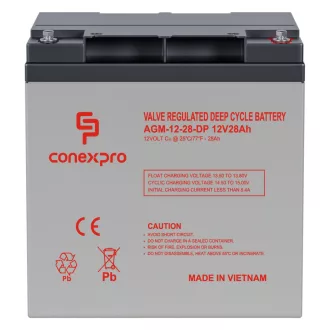  Conexpro, batery AGM 12V, 28Ah, lifetime 10 years, M6, Deep cycle