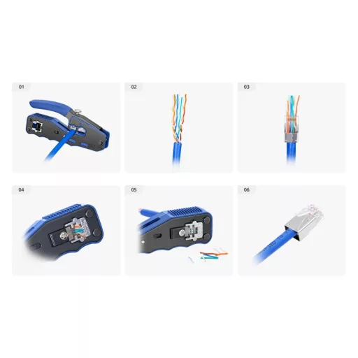 Conexpro, pass-through connector RJ45 FTP, CAT5E, ground PIN, Wire Cross