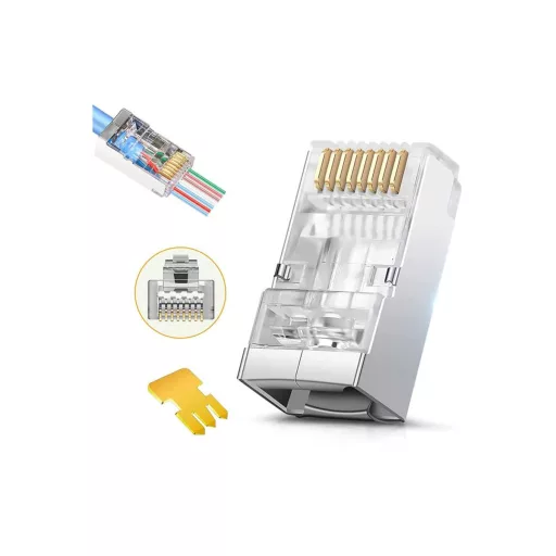 Conexpro, pass-through connector RJ45 FTP, CAT6, Wire Cross