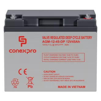   Conexpro, batery AGM 12V, 45Ah, lifetime 10 years, M6, Deep cycle