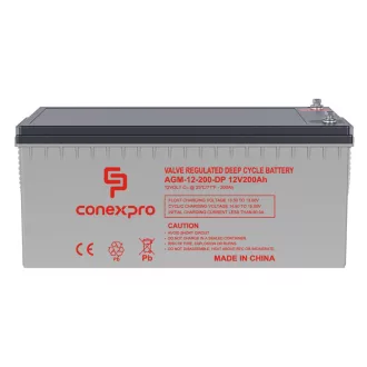   Conexpro, batery AGM 12V, 200Ah, lifetime 10 years, M8, Deep cycle
